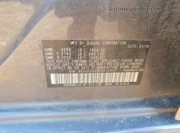 4S3GKAA68K3612837 2019 SUBARU IMPREZA Charcoal Widok komory silnika