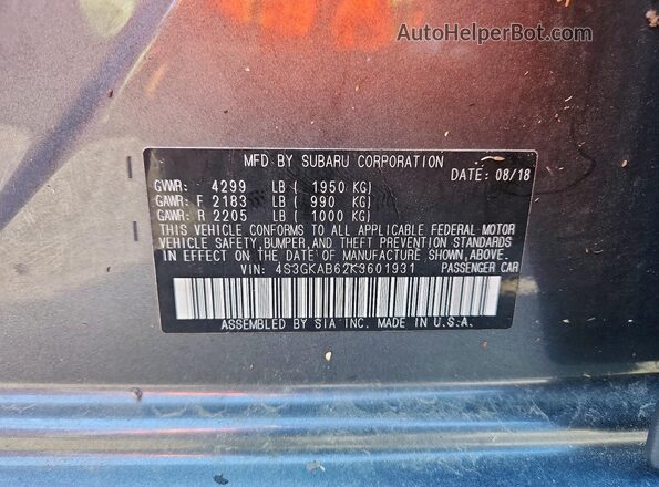 4S3GKAB62K3601931 2019 SUBARU IMPREZA Gray Вид підкапотного простору