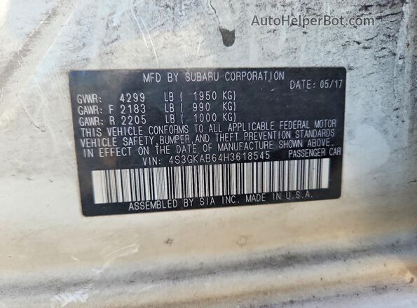 4S3GKAB64H3618545 2017 SUBARU IMPREZA Белый Вид подкапотного пространства