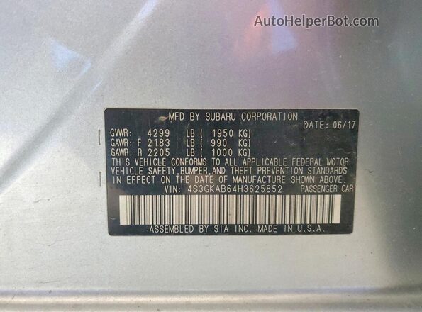 4S3GKAB64H3625852 2017 SUBARU IMPREZA Серебряный Вид подкапотного пространства