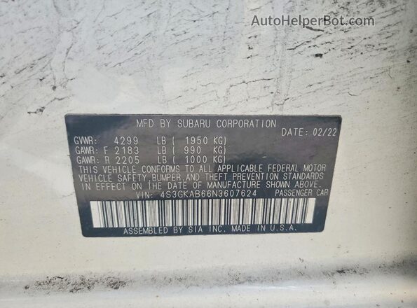 4S3GKAB66N3607624 2022 SUBARU IMPREZA White Widok komory silnika