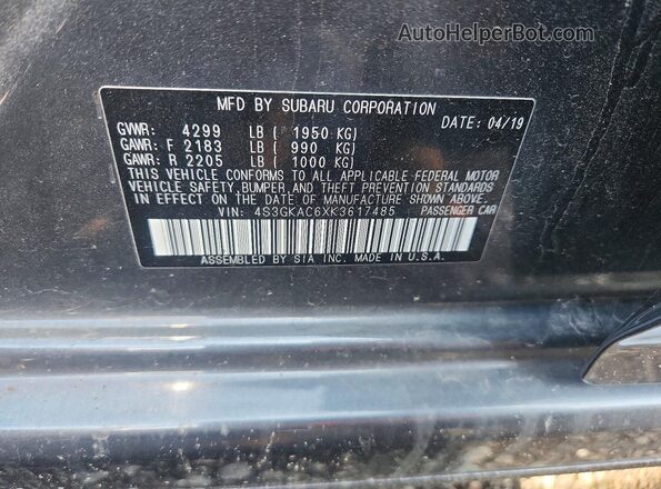 4S3GKAC6XK3617485 2019 SUBARU IMPREZA Gray Vista del compartimento del motor