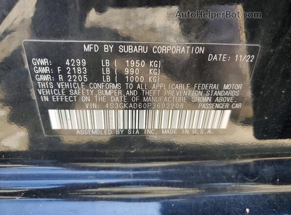 4S3GKAD60P3602208 2023 SUBARU IMPREZA Black ძრავის განყოფილების ხედი
