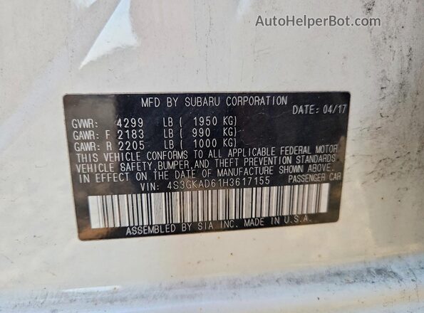 4S3GKAD61H3617155 2017 SUBARU IMPREZA White Widok komory silnika