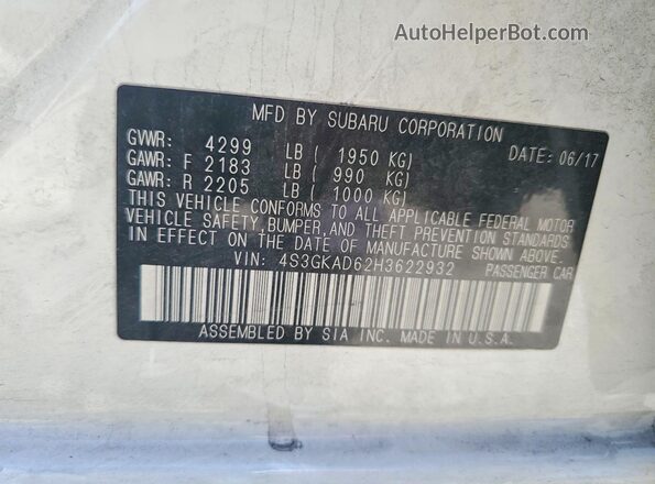 4S3GKAD62H3622932 2017 SUBARU IMPREZA White Вид наклейки з VIN-кодом
