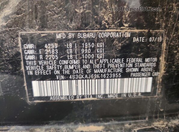 4S3GKAJ69K1623955 2019 SUBARU IMPREZA Black Widok komory silnika
