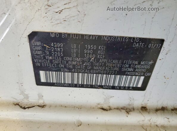 4S3GKAL68H1607221 2017 SUBARU IMPREZA White Շարժիչի բաժամունքի տեսք