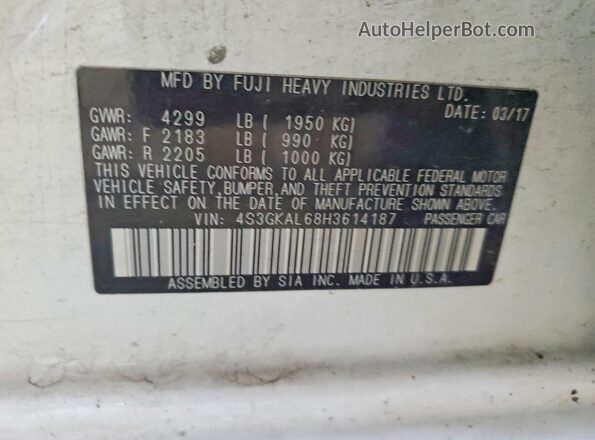 4S3GKAL68H3614187 2017 SUBARU IMPREZA White Widok komory silnika