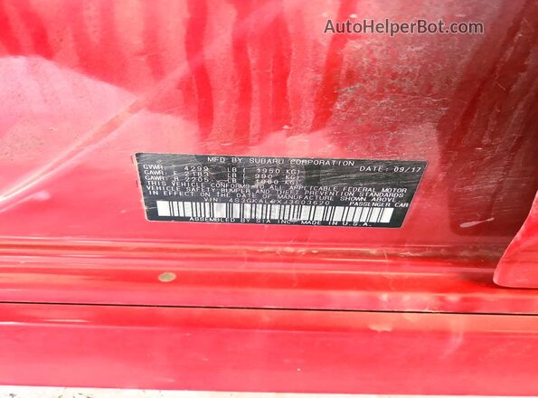 4S3GKAL6XJ3603620 2018 SUBARU IMPREZA Red Engine compartment view