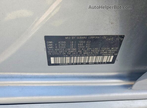 4S3GKAL6XL3602437 2020 SUBARU IMPREZA Silver Շարժիչի բաժամունքի տեսք