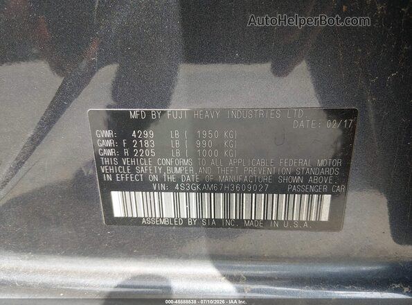 4S3GKAM67H3609027 2017 SUBARU IMPREZA Gray Вид підкапотного простору