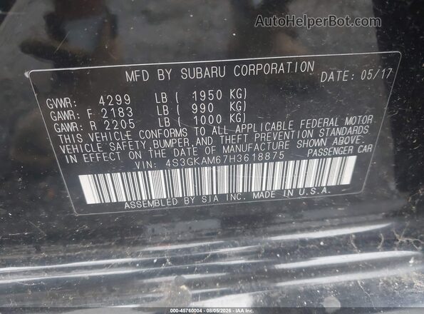 4S3GKAM67H3618875 2017 SUBARU IMPREZA Black Շարժիչի բաժամունքի տեսք