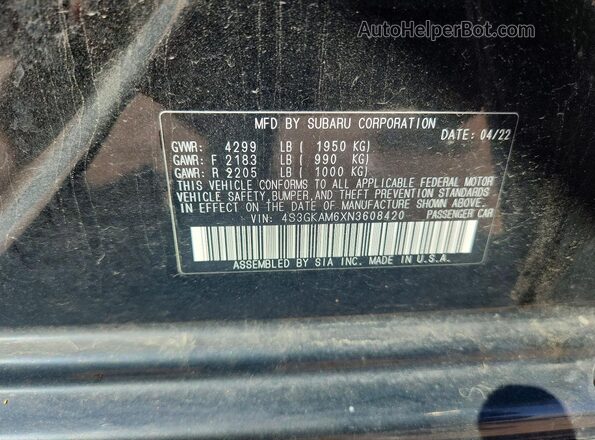 4S3GKAM6XN3608420 2022 SUBARU IMPREZA Black Вид наклейки з VIN-кодом