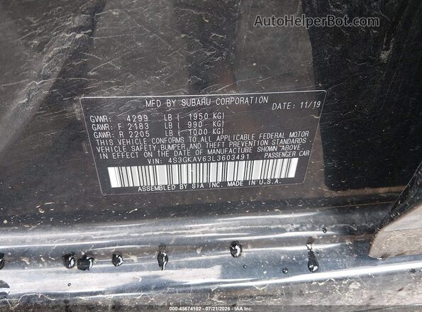 4S3GKAV63L3603491 2020 SUBARU IMPREZA Black Engine compartment view