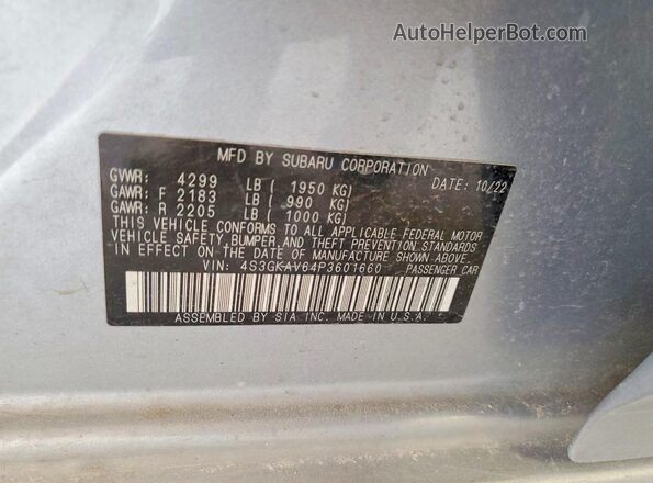4S3GKAV64P3601660 2023 SUBARU IMPREZA Silver Շարժիչի բաժամունքի տեսք