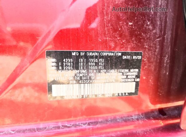 4S3GKAV66N3606176 2022 SUBARU IMPREZA Red ძრავის განყოფილების ხედი
