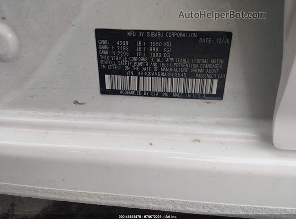 4S3GKAV69M3603545 2021 SUBARU IMPREZA White ძრავის განყოფილების ხედი