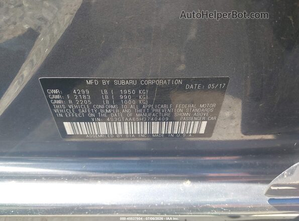 4S3GTAA65H3740409 2017 SUBARU IMPREZA Black Engine compartment view