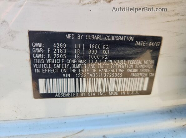 4S3GTAB61H3729969 2017 SUBARU IMPREZA White Vista del compartimento del motor