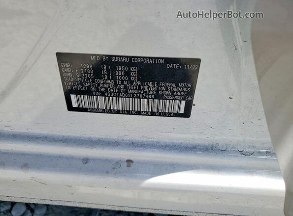 4S3GTAB62L3707486 2020 SUBARU IMPREZA White Շարժիչի բաժամունքի տեսք