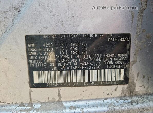 4S3GTAB64H3722966 2017 SUBARU IMPREZA Silver Widok naklejki z numerem VIN