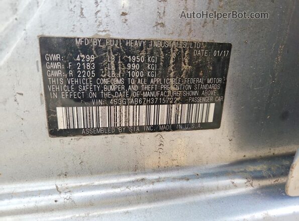 4S3GTAB67H3715722 2017 SUBARU IMPREZA Silver Widok komory silnika