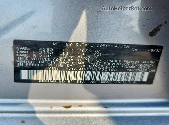 4S3GTAB67P3702483 2023 SUBARU IMPREZA Silver Engine compartment view
