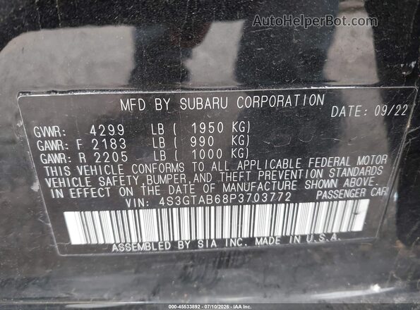 4S3GTAB68P3703772 2023 SUBARU IMPREZA Black Engine compartment view