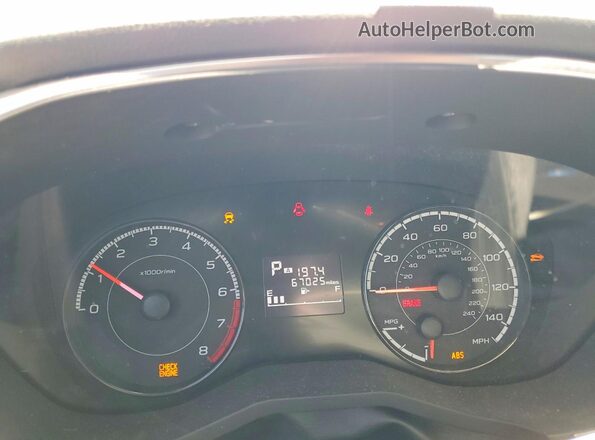 4S3GTAC65K3722884 2019 SUBARU IMPREZA Silver Вид щитка приладів