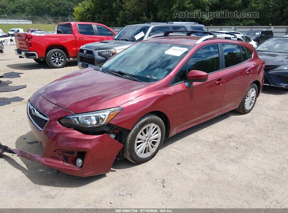 4S3GTAD60J3729951 2018 SUBARU IMPREZA Maroon წინა მარცხენა ხედი სამი მეოთხედიდან