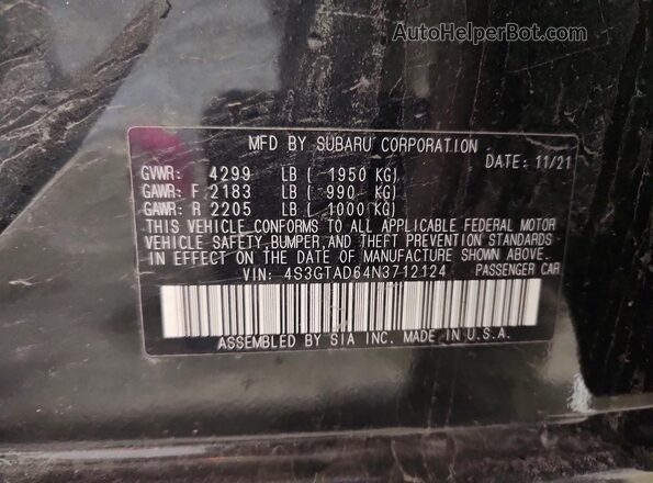 4S3GTAD64N3712124 2022 SUBARU IMPREZA Черный Вид подкапотного пространства