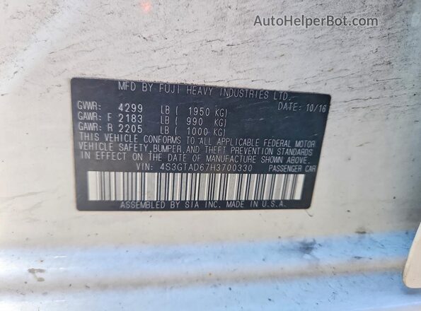 4S3GTAD67H3700330 2017 SUBARU IMPREZA White Շարժիչի բաժամունքի տեսք