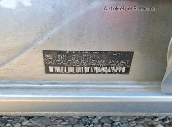 4S3GTAD67J3737447 2018 SUBARU IMPREZA Silver სალონის 360-გრადუსიანი ხედი