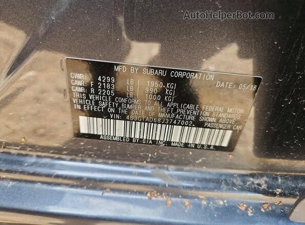 4S3GTAD68J3747002 2018 SUBARU IMPREZA Угольный Вид подкапотного пространства