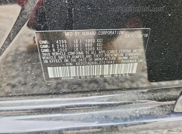 4S3GTAD68L3701642 2020 SUBARU IMPREZA Черный Вид подкапотного пространства