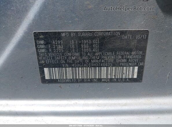 4S3GTAD69H3740635 2017 SUBARU IMPREZA Silver Vista del compartimento del motor