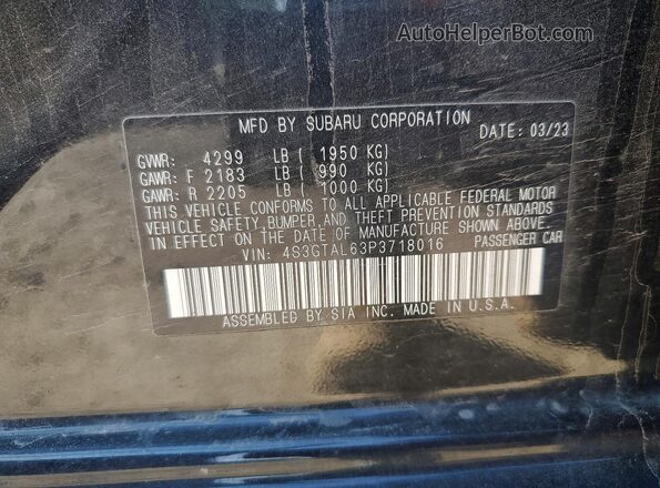 4S3GTAL63P3718016 2023 SUBARU IMPREZA Black Widok komory silnika