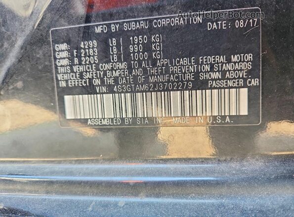 4S3GTAM62J3702279 2018 SUBARU IMPREZA Black 360 interior view