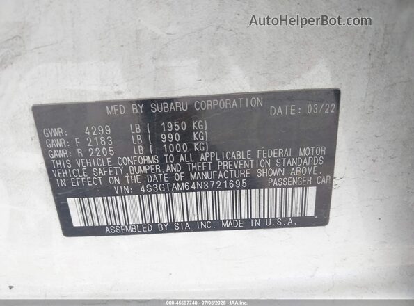 4S3GTAM64N3721695 2022 SUBARU IMPREZA Белый Вид подкапотного пространства