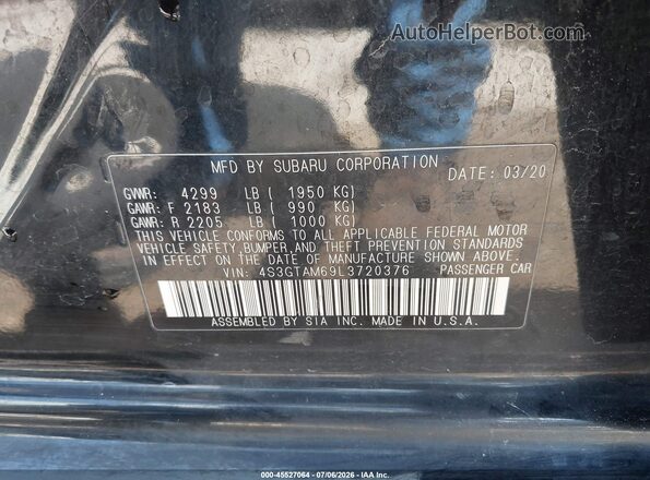 4S3GTAM69L3720376 2020 SUBARU IMPREZA Black Вид підкапотного простору