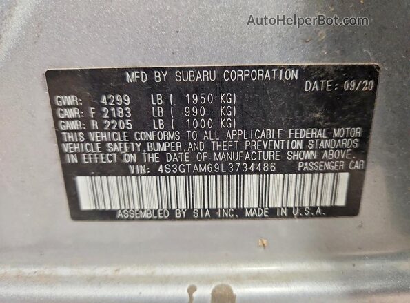 4S3GTAM69L3734486 2020 SUBARU IMPREZA Silver Vista del compartimento del motor