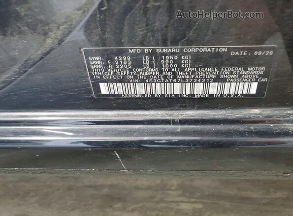 4S3GTAT67L3734312 2020 SUBARU IMPREZA Black VIN sticker view