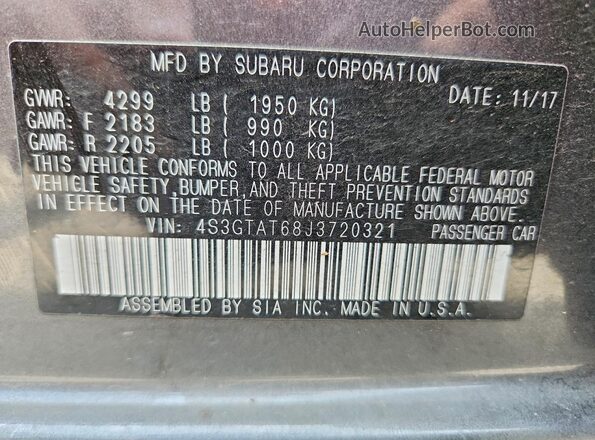 4S3GTAT68J3720321 2018 SUBARU IMPREZA Gray Շարժիչի բաժամունքի տեսք
