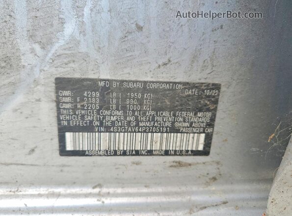 4S3GTAV64P3705191 2023 SUBARU IMPREZA Silver Engine compartment view
