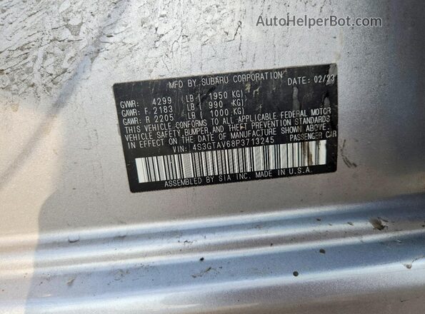 4S3GTAV68P3713245 2023 SUBARU IMPREZA Silver Engine compartment view