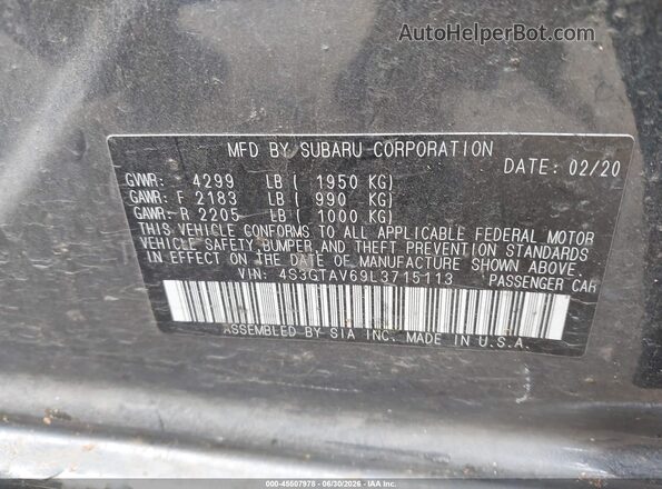 4S3GTAV69L3715113 2020 SUBARU IMPREZA Dark Blue Vista del compartimento del motor