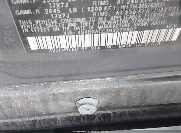 4S4BSACC3H3273907 2017 SUBARU OUTBACK Blue Շարժիչի բաժամունքի տեսք