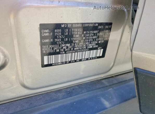 4S4BSACC3H3393643 2017 SUBARU OUTBACK Beige Widok komory silnika