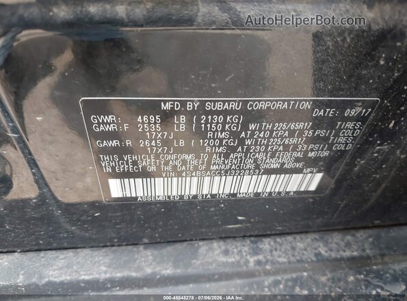 4S4BSACC5J3228537 2018 SUBARU OUTBACK Black Вид підкапотного простору