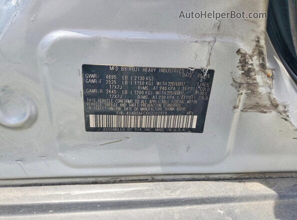 4S4BSAFC6H3202924 2017 SUBARU OUTBACK Silver Engine compartment view